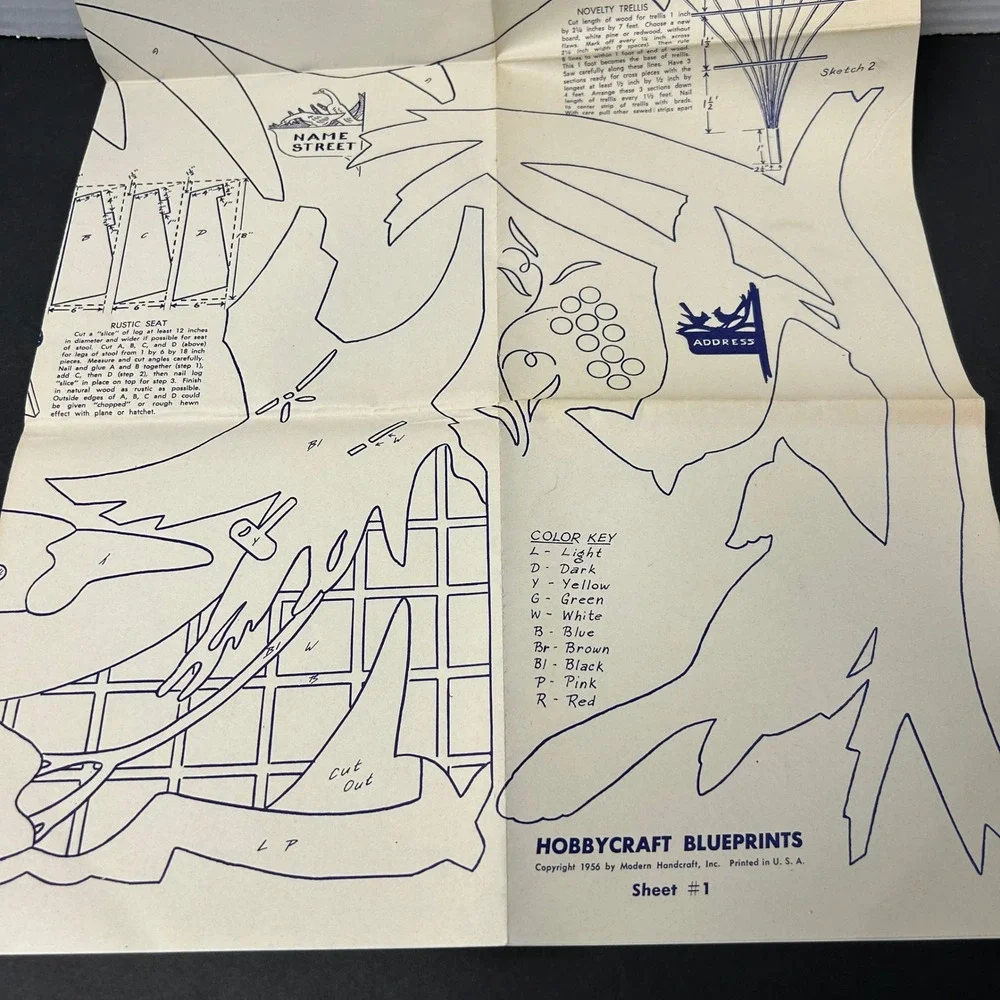 Vintage Modern Handcraft Hobbycraft Blueprints 1956 Woodworking Patterns Good